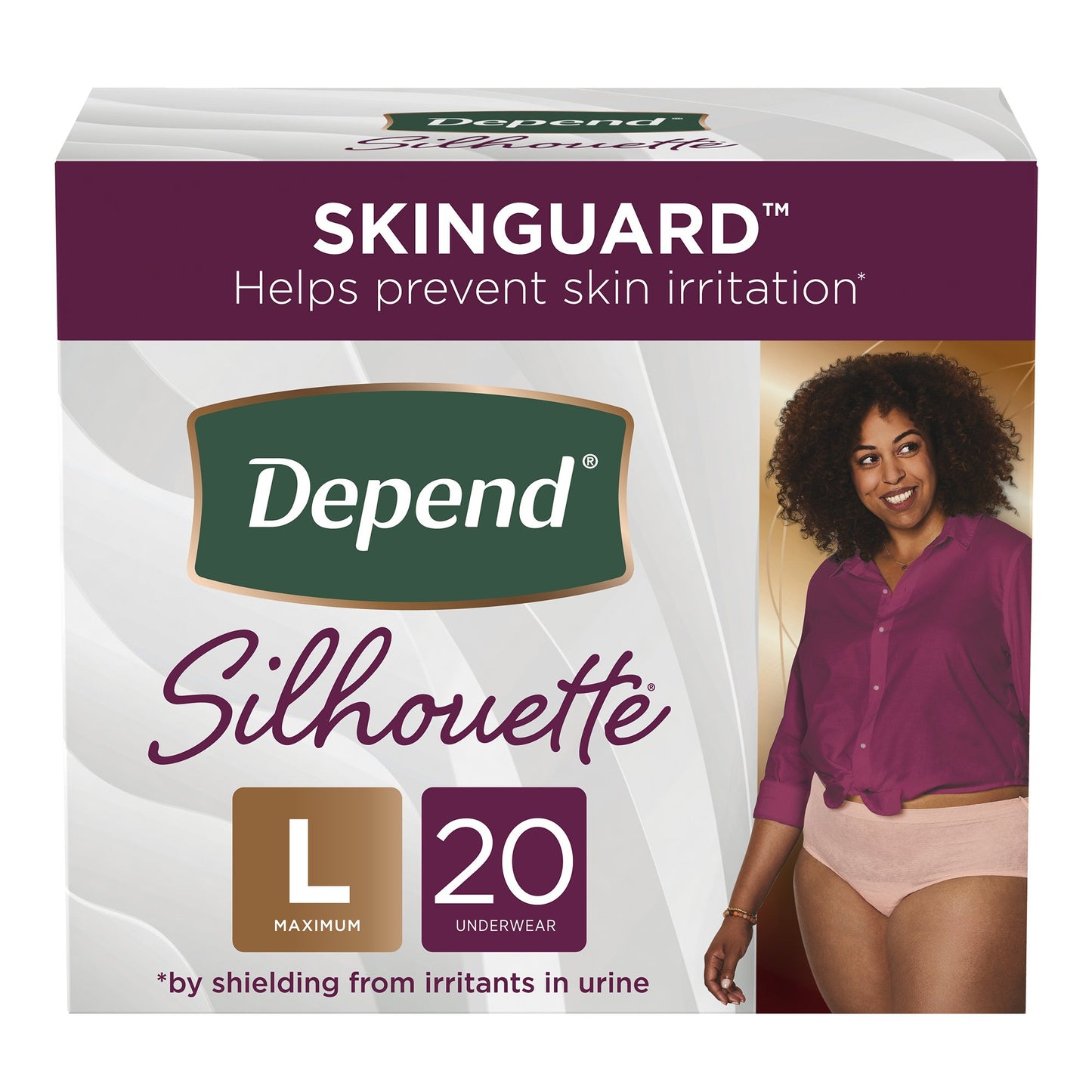 Absorbent Underwear Depend Silhouette Waistband Style Adult Large Female Disposable Heavy Absorbency