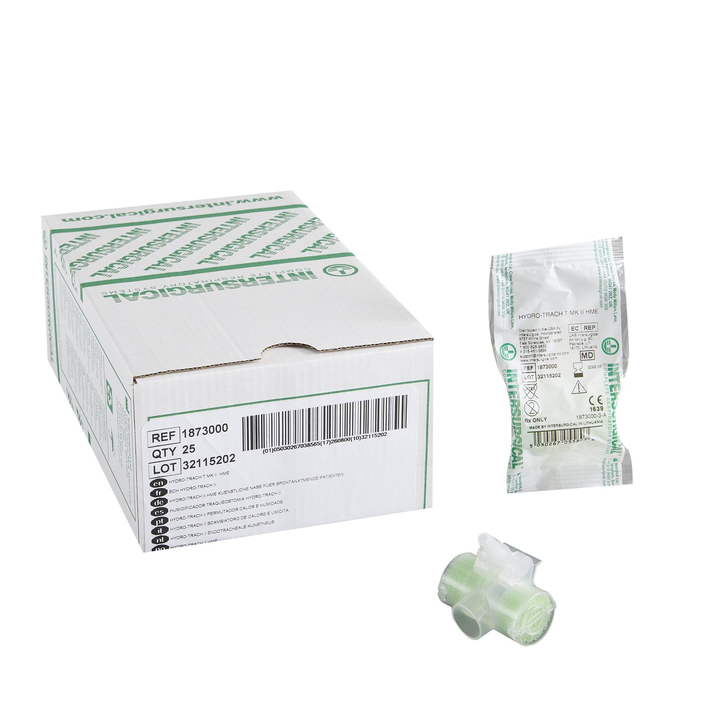 Heat and Moisture Exchanger-Trach Hydro-Trach™ T range 13.2 mg H₂O/L @ VT 500 mL 0.3 cm H₂O @ 30 LPM Offset