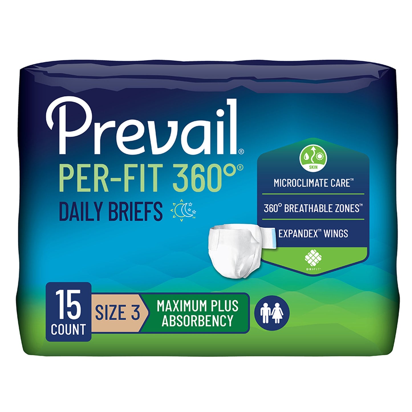 Prevail Per-Fit 360°™ Daily Briefs, Maximum Plus, Size 3