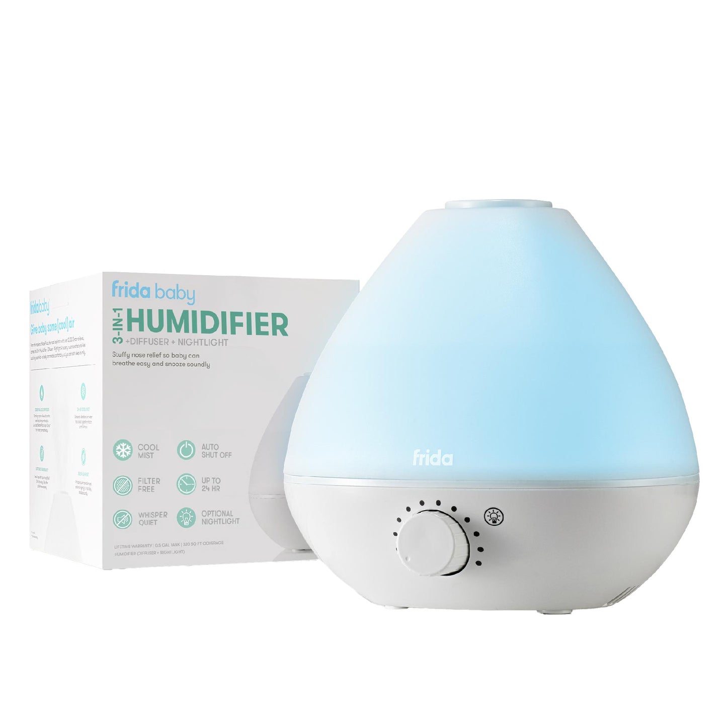Humidifier with Deiffuser and Nightlight BreatheFrida 0.5 Gallon Tank Adult / Pediatric