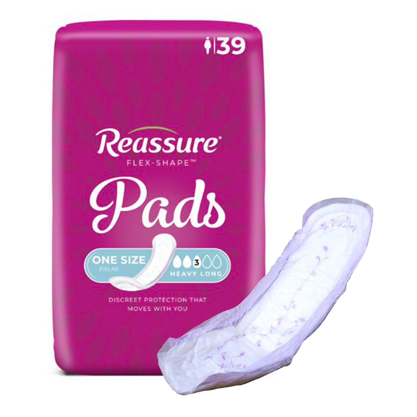 Incontinence Liner Reassure Flex-Shape Pad™ Long 4-3/4 X 14 Inch Heavy Absorbency Polymer Core One Size Fits Most