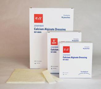 Alginate Dressing ZeniFIBER Calcium Alginate 2 X 2 Inch Square