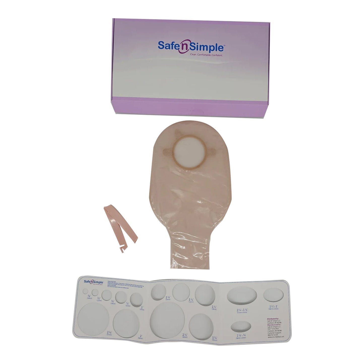 Ostomy Pouch Safe n Simple™ Two-Piece System 12 Inch Length Without Barrier Drainable