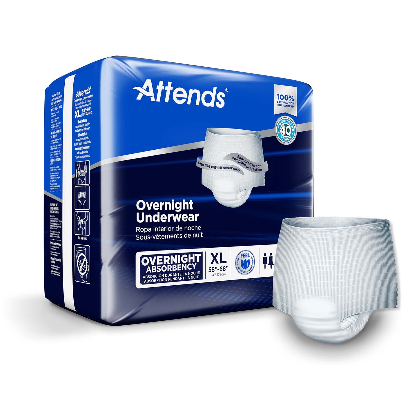 Attends Overnight Underwear with Extended Wear Protection, X-Large