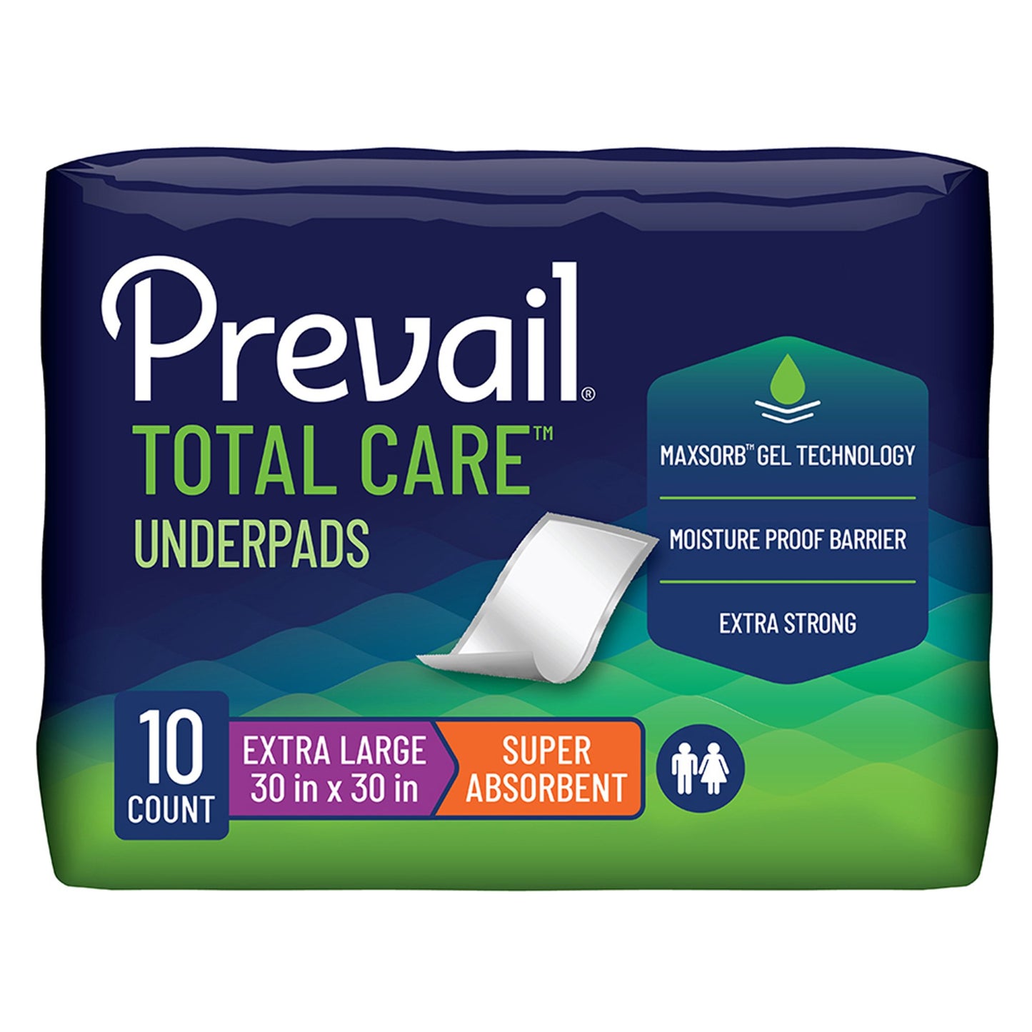 Prevail Total Care™ Super Absorbent Polymer Underpad, 30 x 30 Inch