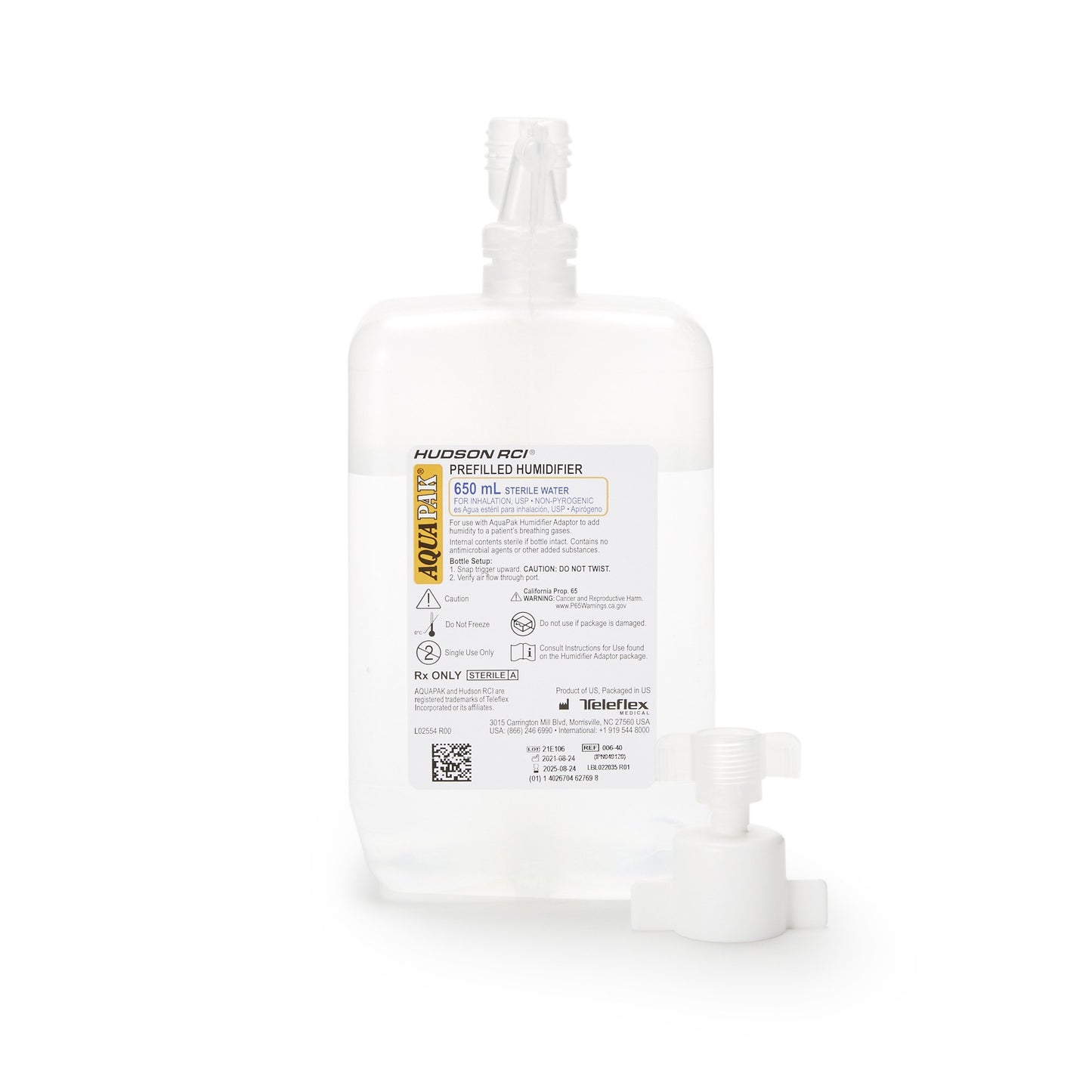 Aquapak Prefilled Bubble Humidifier Kit, 650 mL