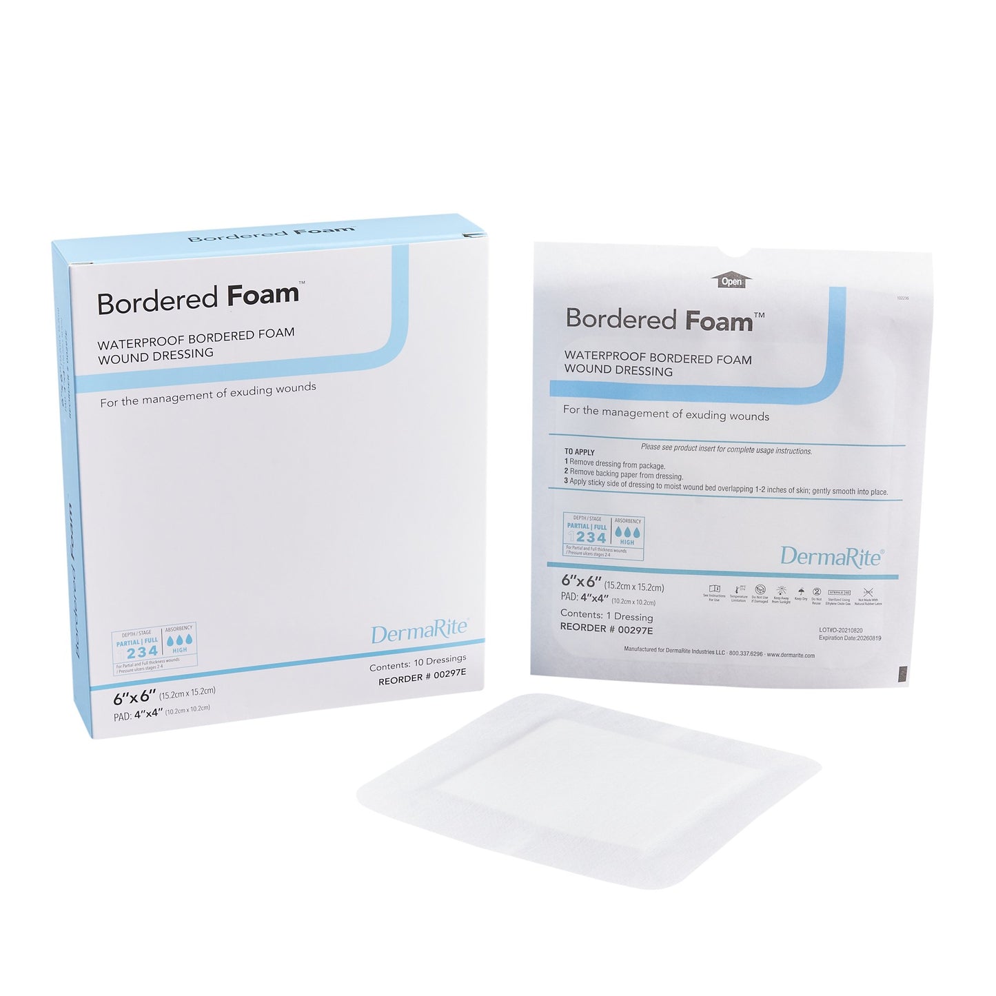 BorderedFoam Adhesive with Border Foam Dressing, 6 x 6 Inch