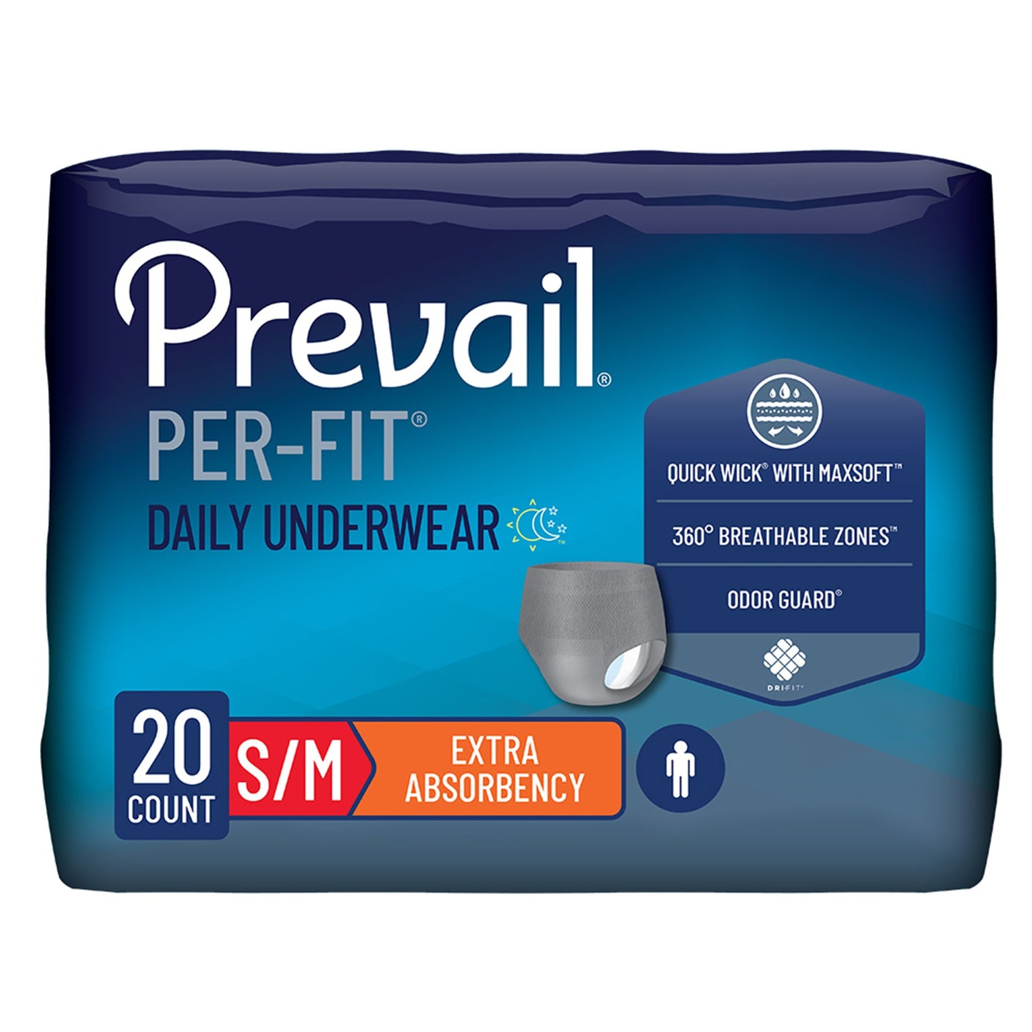 Prevail Per-Fit Men Adult Moderate Absorbent Underwear, Medium, White