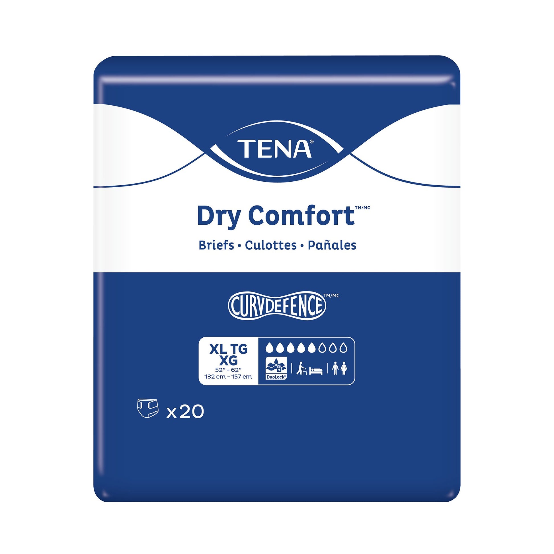 Tena Dry Comfort™ Briefs with Curvdefence™ Extra Large, 52 – 62 Inch Five Drops