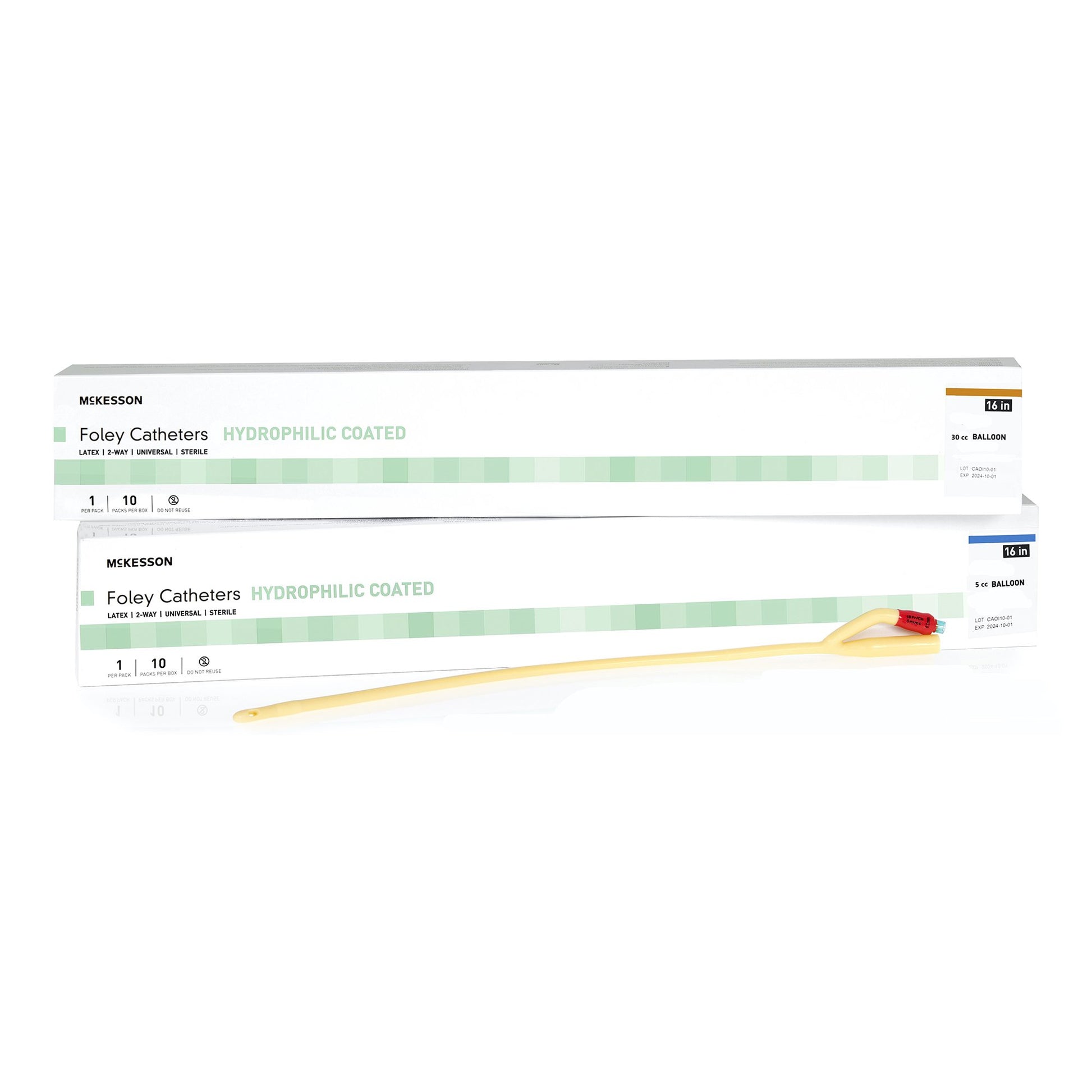 Foley Catheter McKesson 2-Way Standard Tip 30 cc Balloon 24 Fr. Hydrophilic Polymer Coated Latex