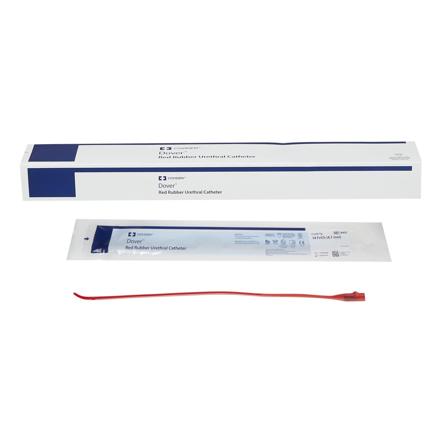 Dover™ Urethral Catheter, 14 Fr., Coud, Green