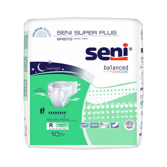 Seni Super Plus Overnight Heavy Absorbency Incontinence Brief, Regular