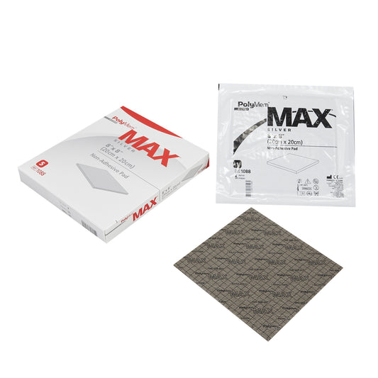 PolyMem Max Silver Foam Dressing, 8 x 8 Inch