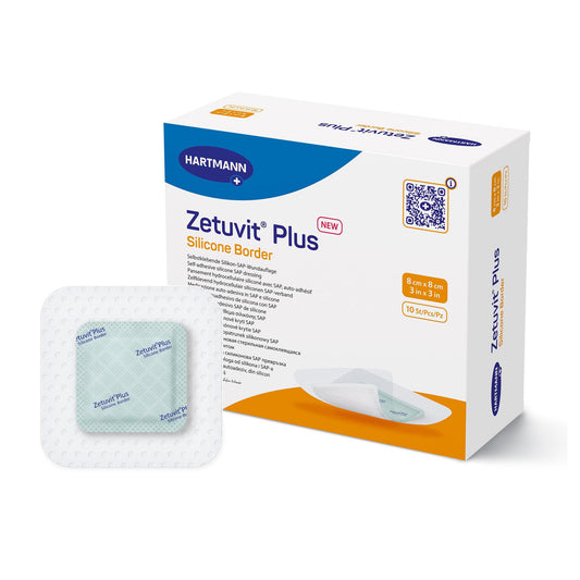 Zetuvit Plus Silicone Border Super Absorbent Dressing, 3 x 3 Inch
