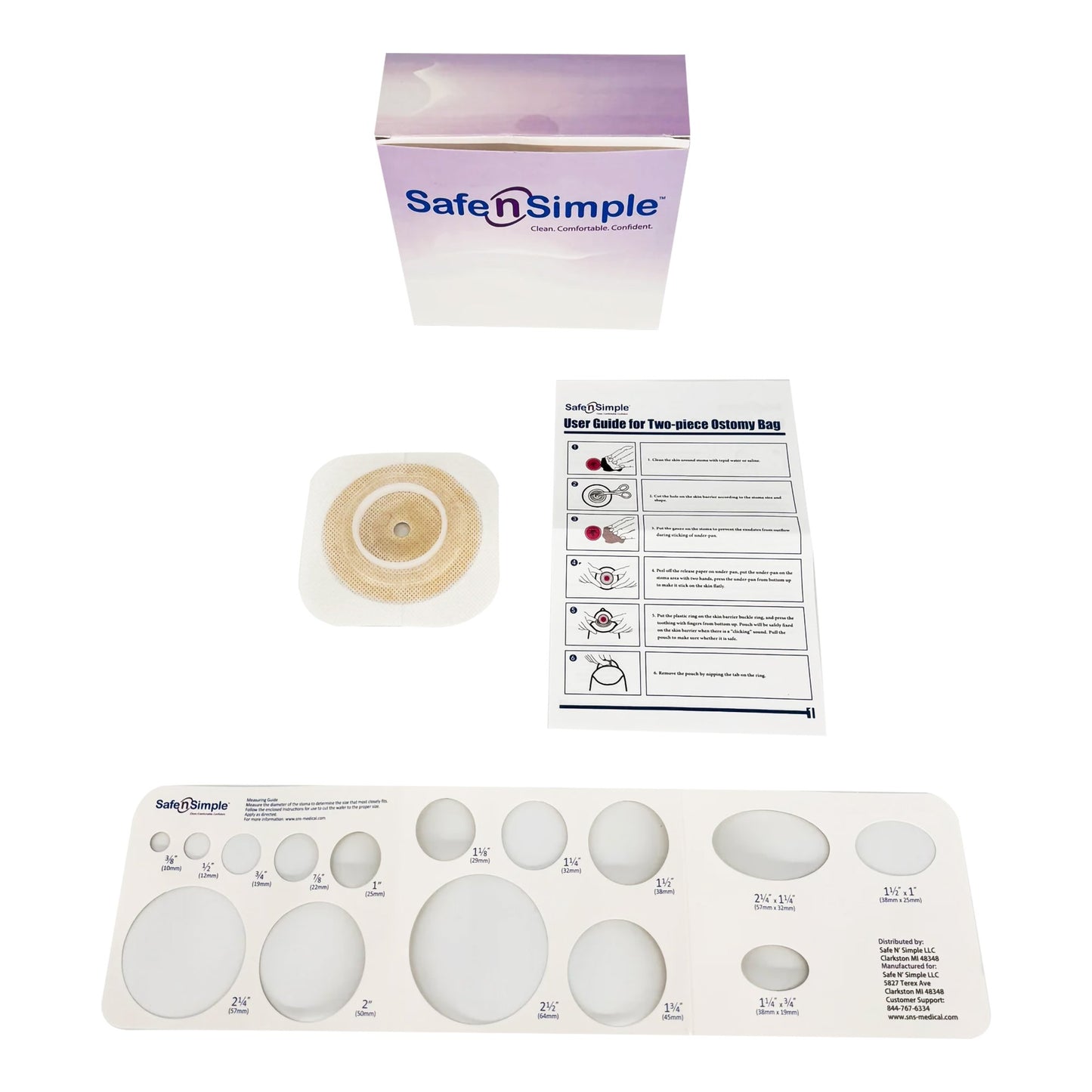 Ostomy Barrier Trim to Fit, Standard Wear Flexible Tape 45 mm Flange Up to 1-1/4 Inch Opening 4-1/2 X 4-1/2 Inch