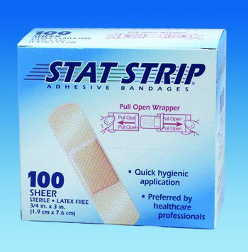 American White Cross Stat Strip Sheer Adhesive Strip, 1 x 3 Inch