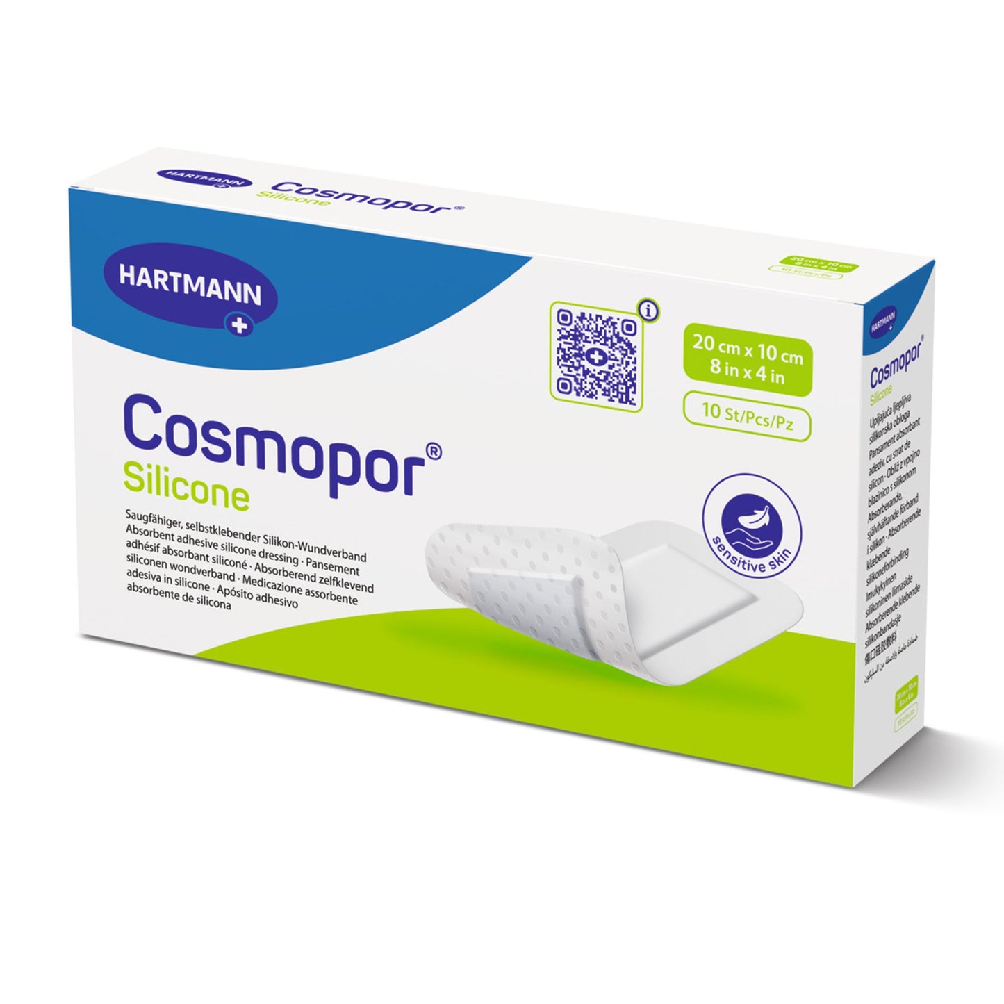Cosmopor Silicone Island Dressing w/ Water Resistant Backing, 4 x 8 Inch