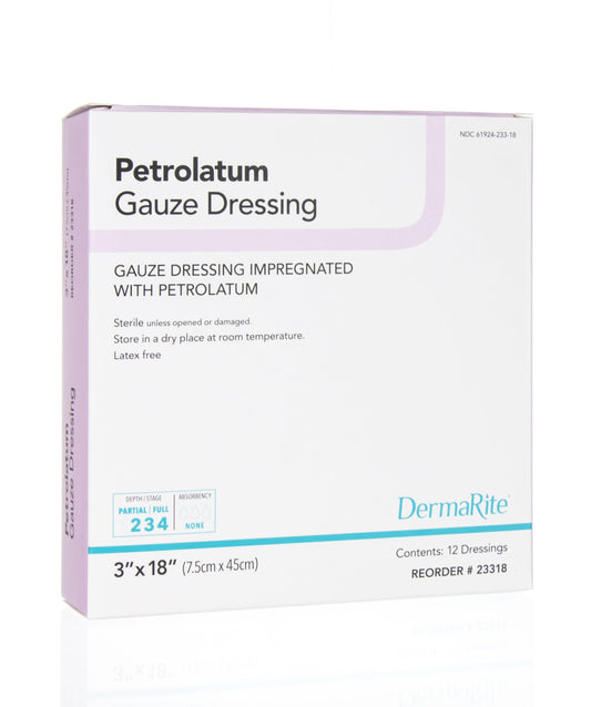 DermaRite Petrolatum Impregnated Dressing, 3 x 18 Inch
