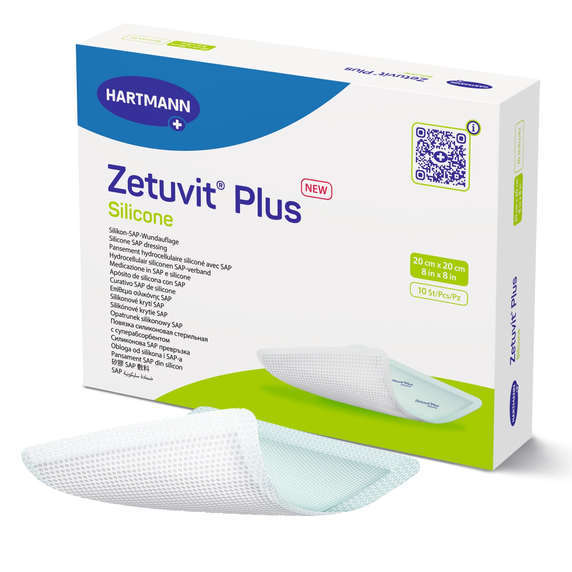 Zetuvit Plus Silicone Super Absorbent Dressing, 8 x 8 Inch
