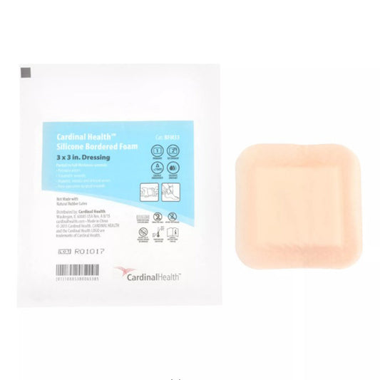 5-Layer Foam Dressing Kendall™ 3 X 3 Inch With Border Film Backing Silicone Adhesive Square Sterile