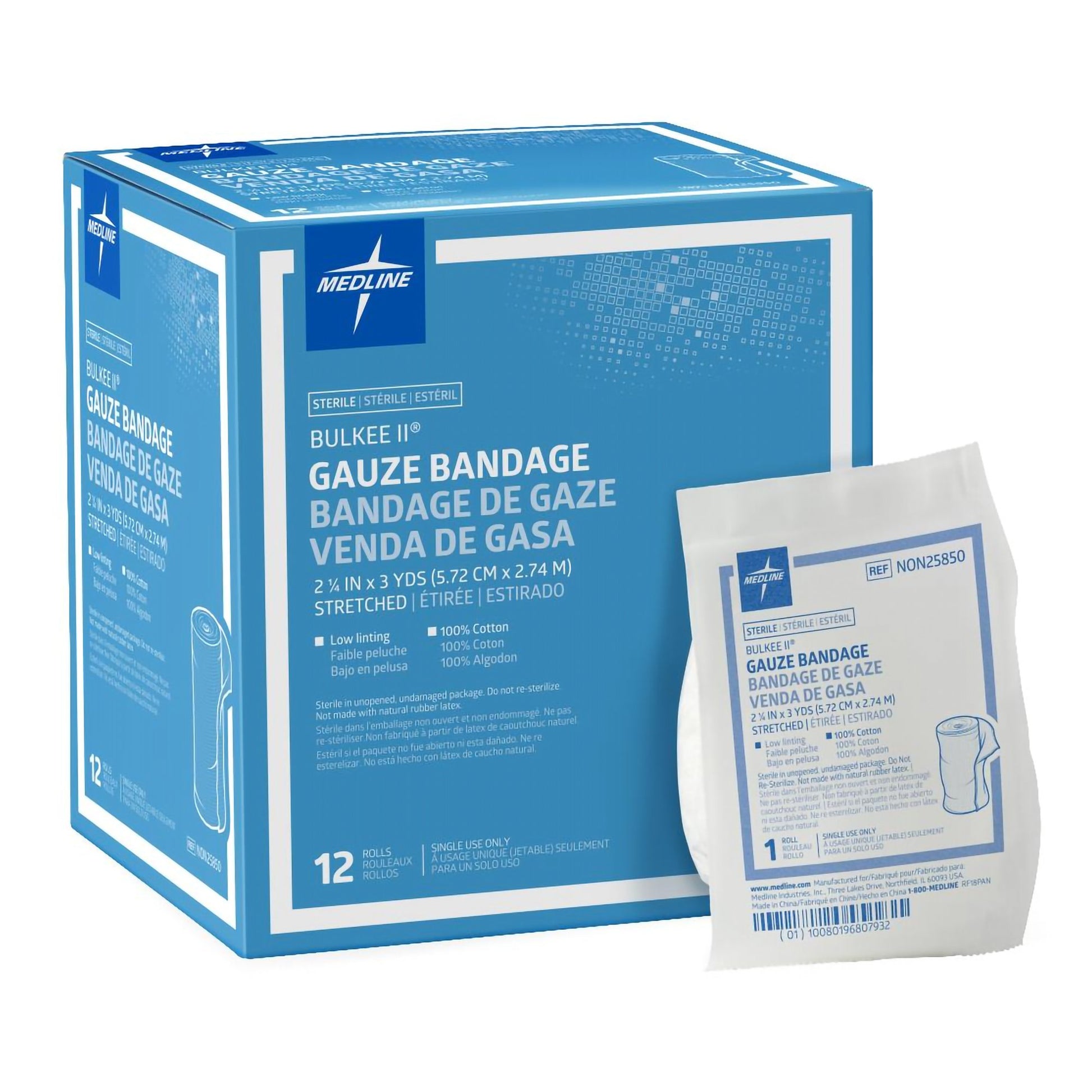 Bulkee II Six-Ply Gauze Bandage, 2.25 Inch x 3 Yard