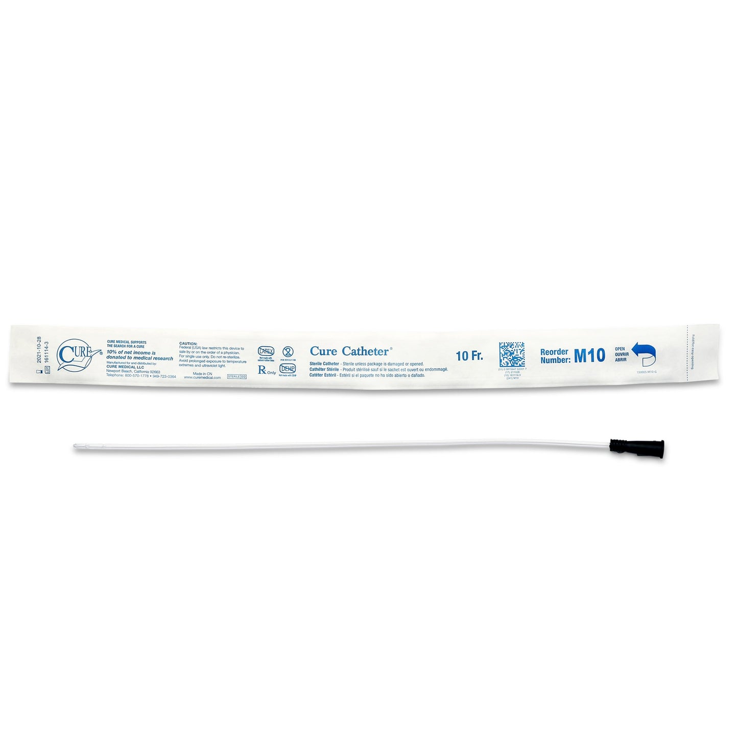 Cure Catheter™ Male Intermittent Catheter, 10 Fr., Straight