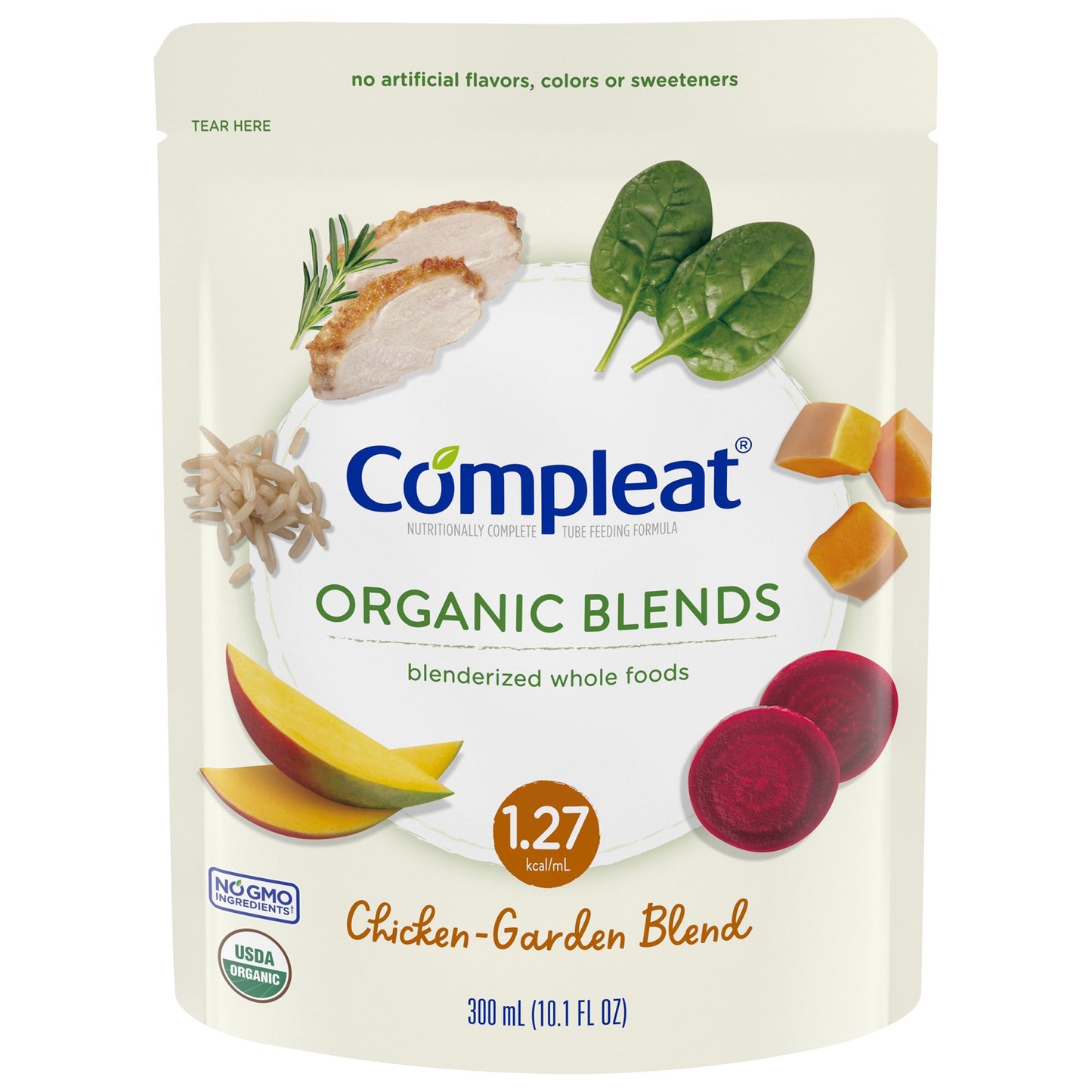 Oral Supplement Compleat Organic Blends Chicken Garden Flavor Liquid 10.1 oz. Pouch