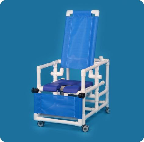 Commode / Shower Chair ipu Fixed Arms PVC Frame Reclining Backrest 24 Inch Seat Width 300 lbs. Weight Capacity