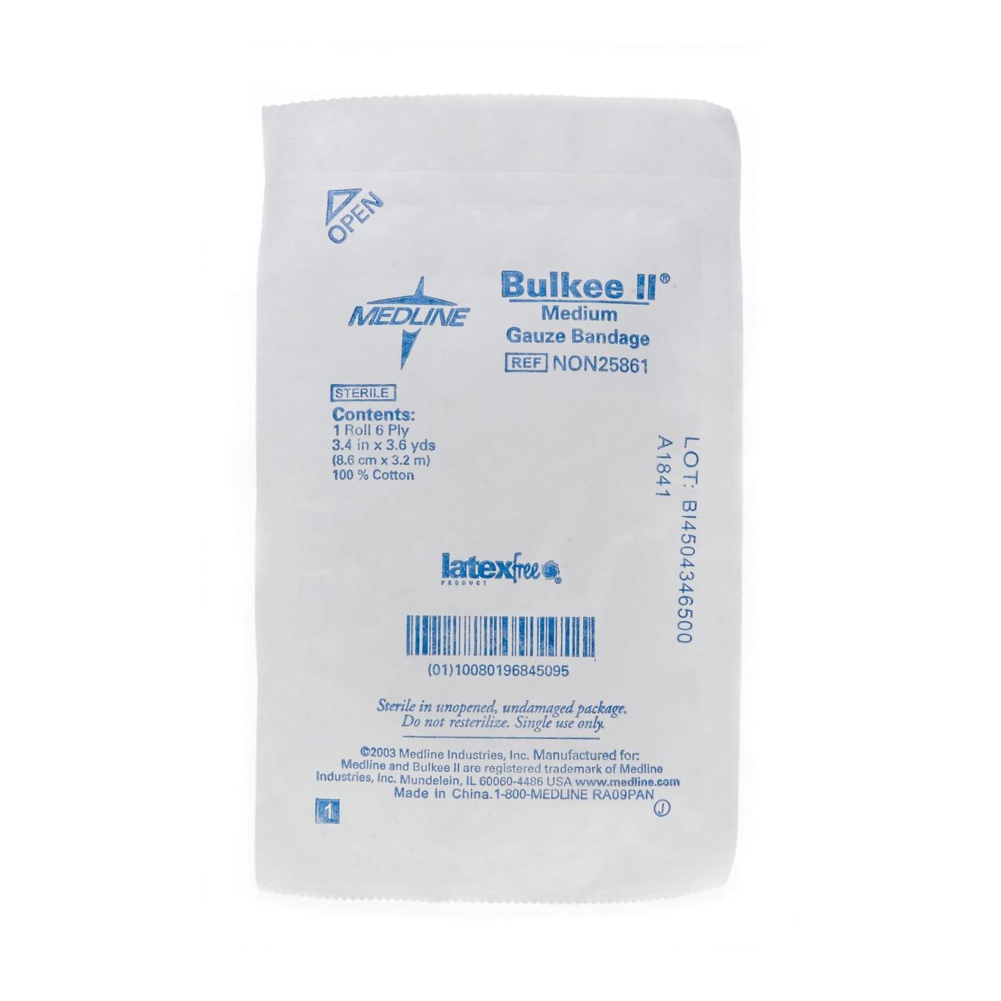 Bulkee II Sterile Fluff Bandage Roll, 3-2/5 Inch x 3-3/5 Yard, 6-Ply