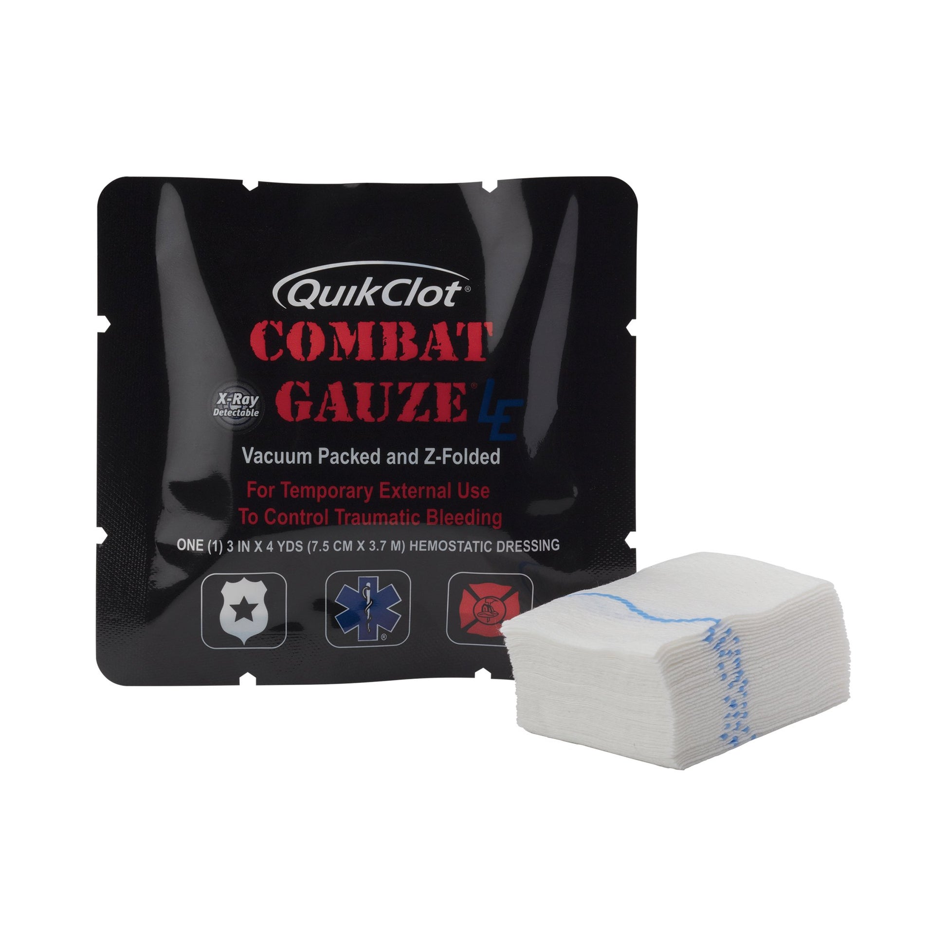 QuikClot Combat Gauze LE Hemostatic Dressing, 3 Inch x 4 Yard