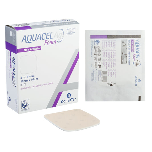 Aquacel Ag Nonadhesive Silver Foam Dressing, 4 x 4 Inch