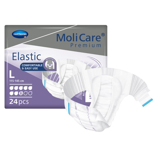MoliCare Premium Elastic 8 Drop Absorbency Incontinence Briefs, Large