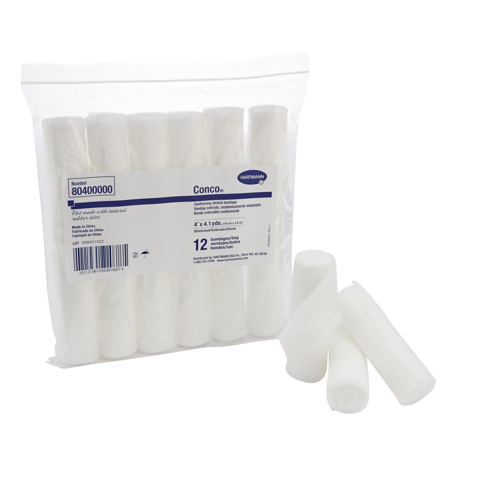 Conco NonSterile Conforming Bandage, 4 Inch x 4-1/10 Yard, 1-Ply