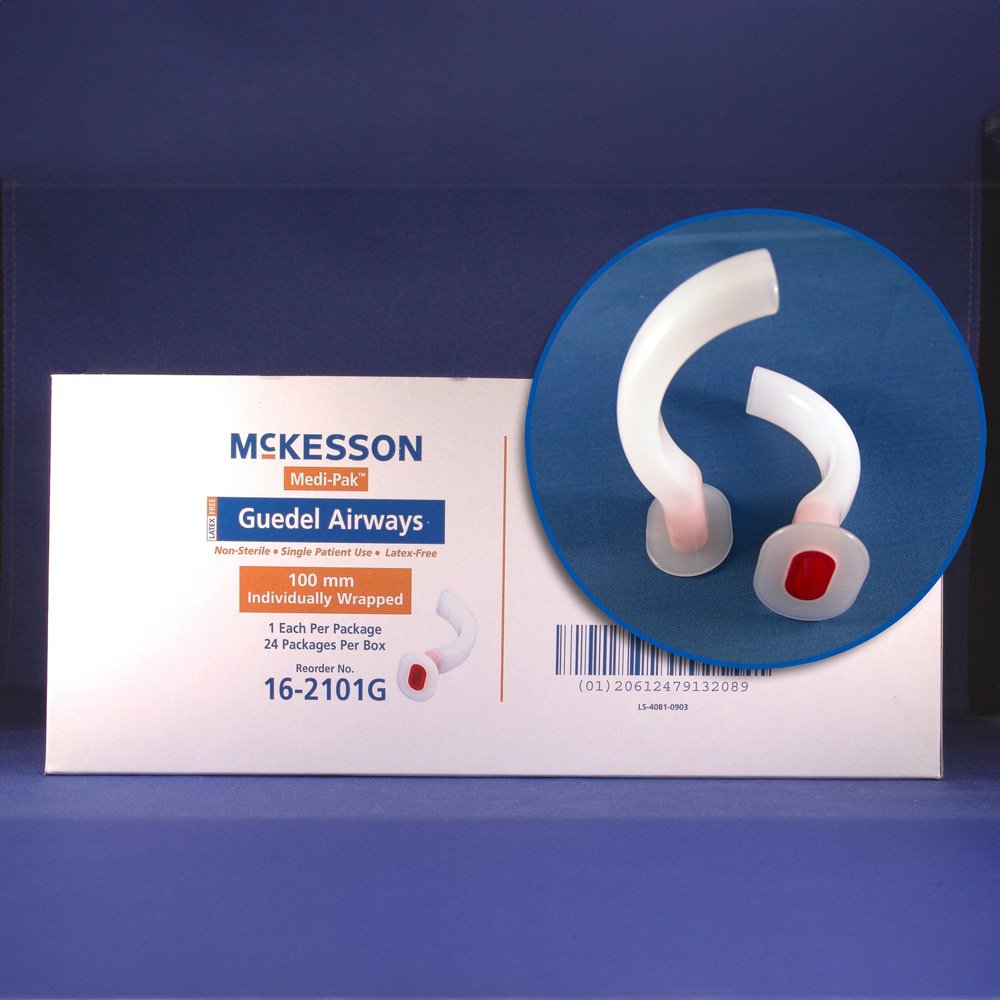 McKesson Guedel Oropharyngeal Airway, Size 2, 70 mm Length, ISO 7