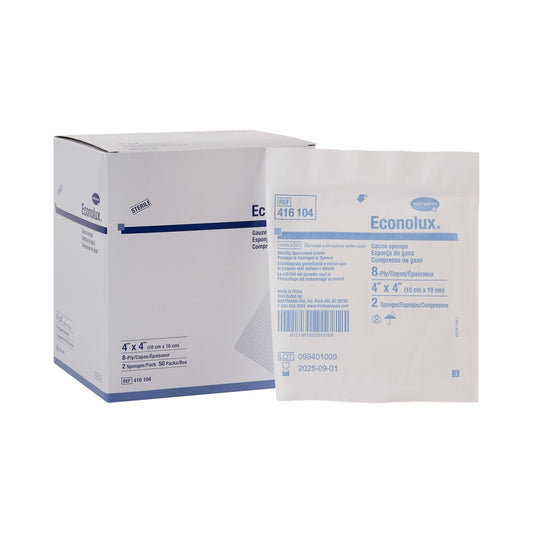Econolux Sterile Gauze Sponge, 4 x 4 Inch, Eight-Ply