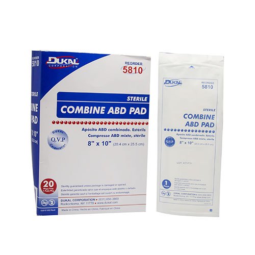 Dukal™ Sterile Abdominal Pad, 8 x 10 Inch, 1-Ply