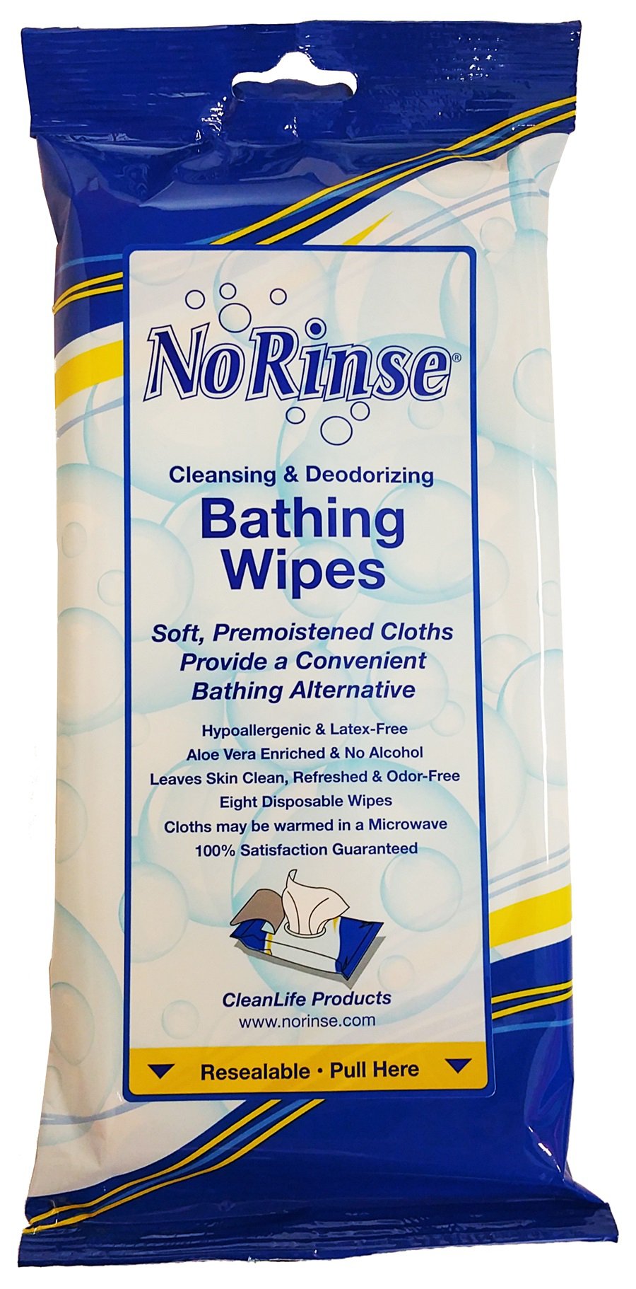 No Rinse Cleansing & Deodorizing Bath Wipes