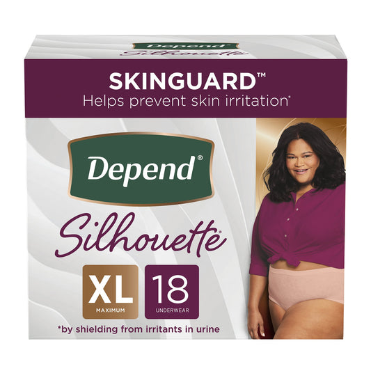 Depend Silhouette Classic Women's Underwear, X-Large, Pink, 18 ct.