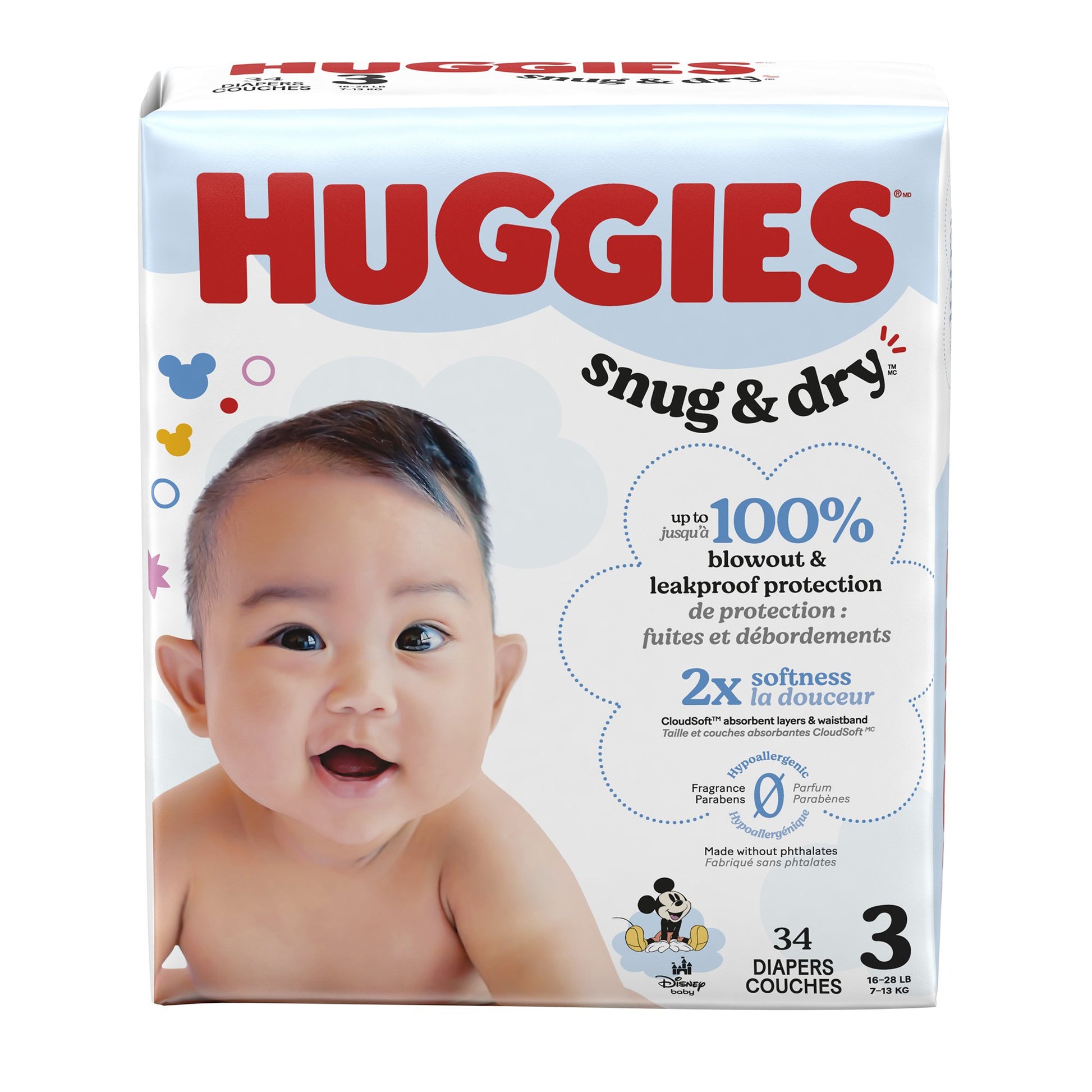 Unisex Baby Diaper Huggies Snug & Dry Size 3 Disposable Heavy Absorbency