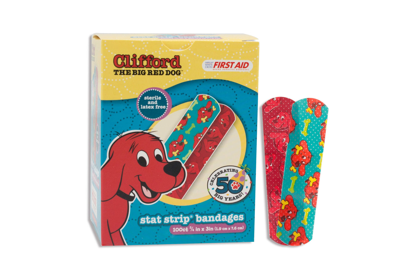 American White Cross Stat Strip Clifford the Big Red Dog Adhesive Strips