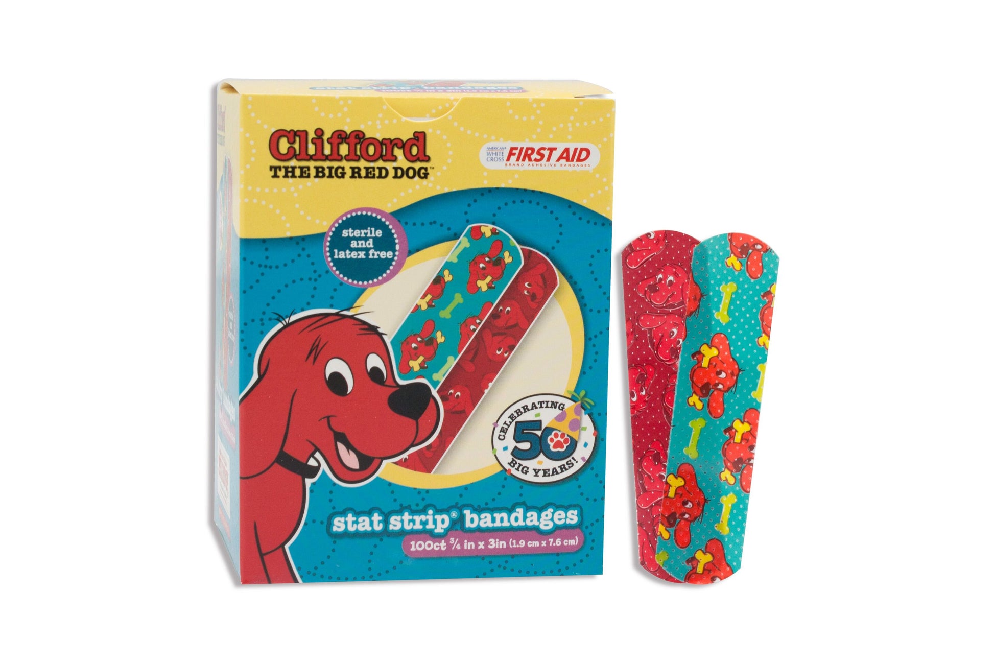 American White Cross Stat Strip Clifford the Big Red Dog Adhesive Strips