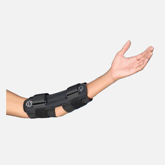 Elbow Brace Long Hook and Loop Closure Black