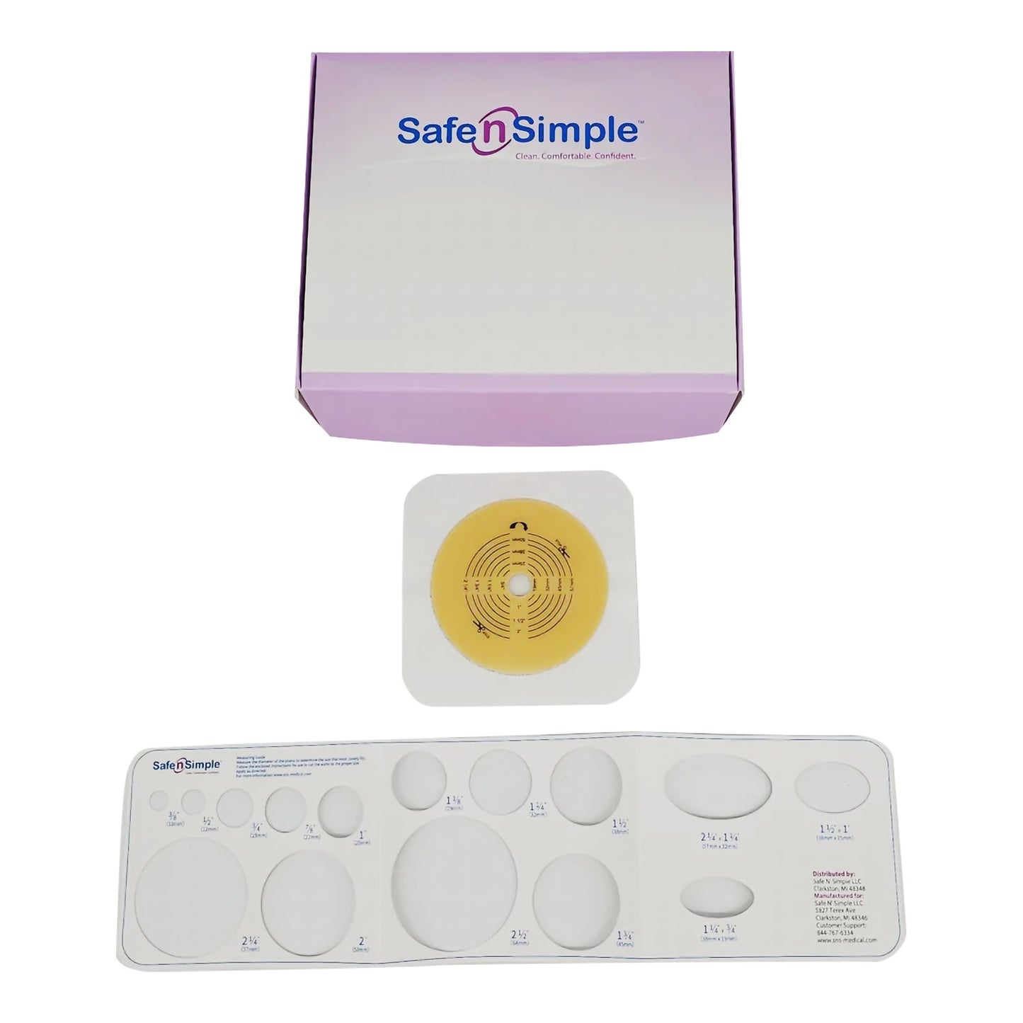 Ostomy Barrier Safe n Simple™ Trim to Fit, Standard Wear Flexible Tape 70 mm Flange Up to 2-1/4 Inch Opening 5 X 5 Inch