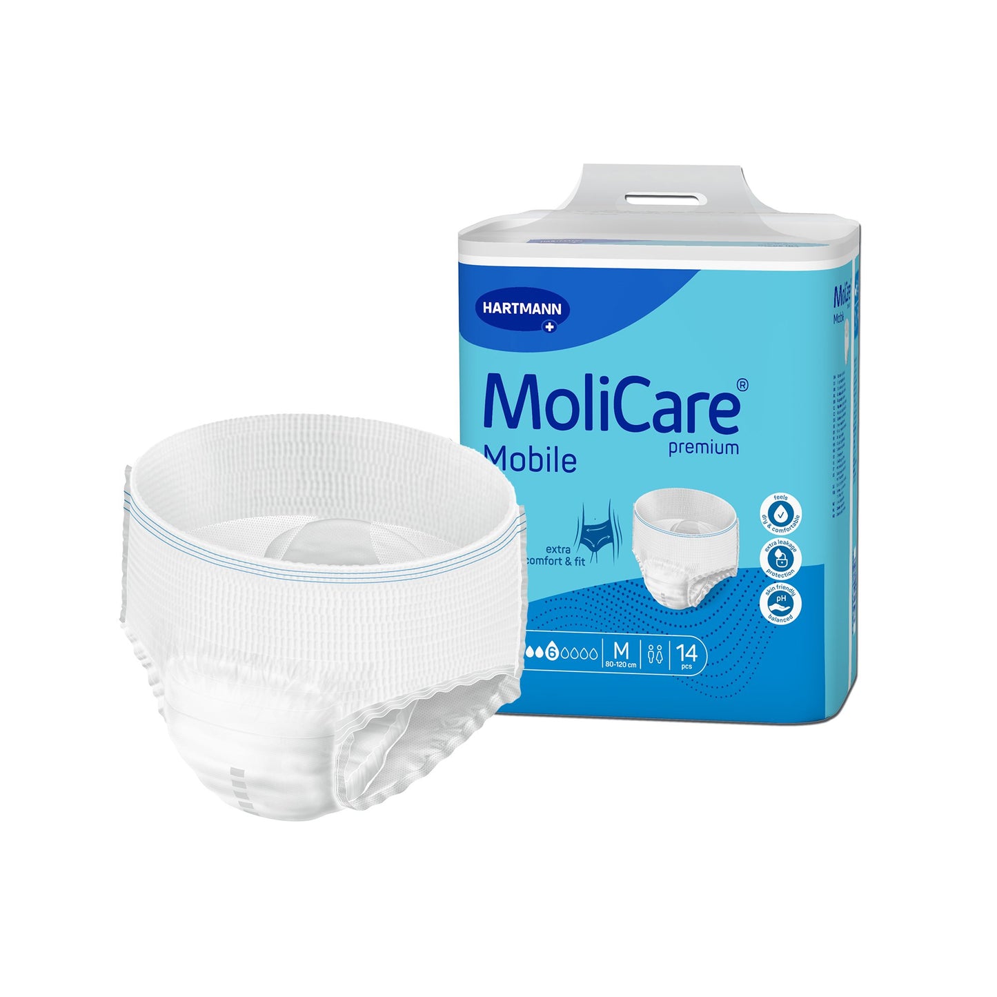 Absorbent Underwear MoliCare premium Mobile 6D Pull On with Tear Away Seams Adult Medium Unisex Disposable Moderate Absorbency