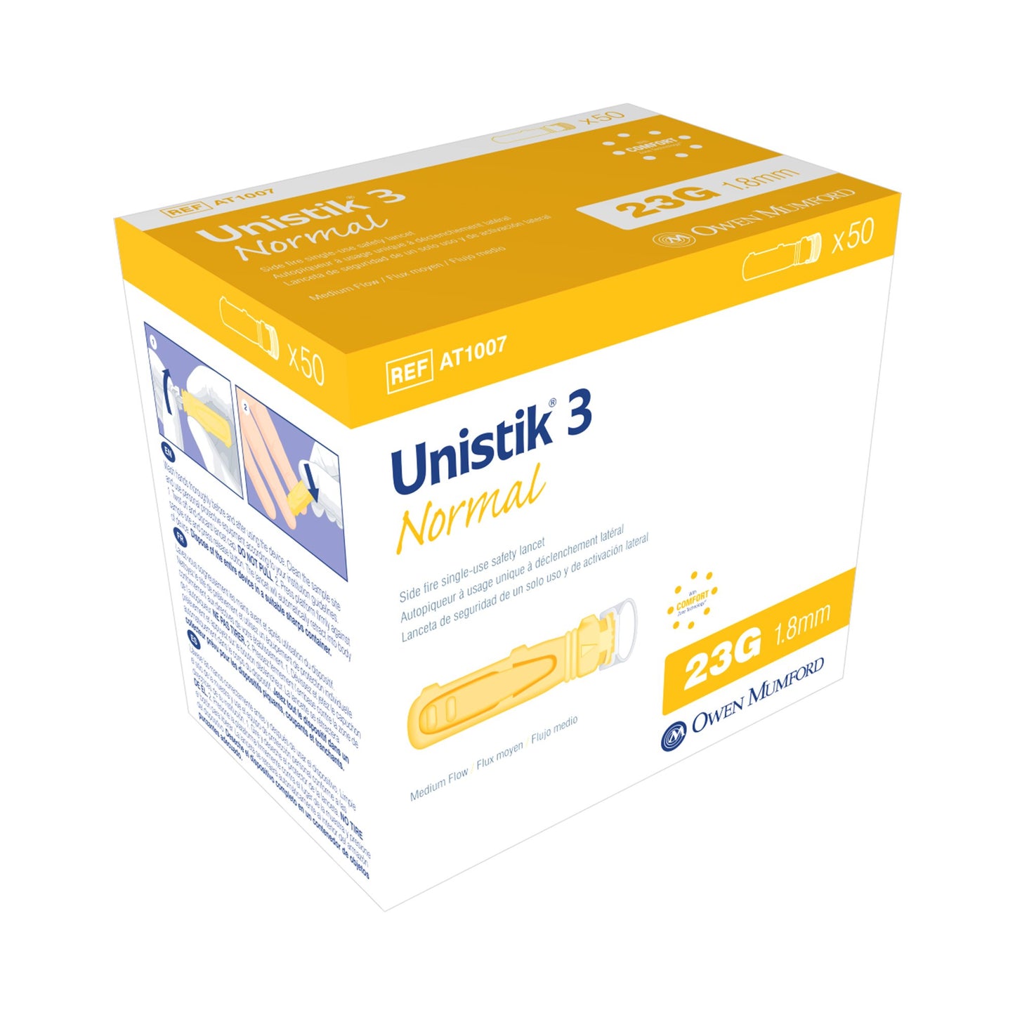 Unistik 3 Normal Safety Lancet, 23 Gauge, 1.8 mm Depth
