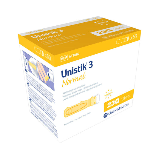 Unistik 3 Normal Safety Lancet, 23 Gauge, 1.8 mm Depth