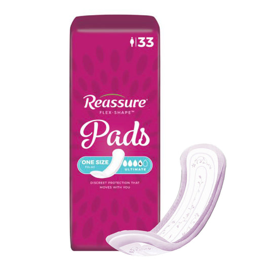 Incontinence Liner Reassure Flex-Shape Pad™ Ultimate Heavy Absorbency Polymer Core One Size Fits Most