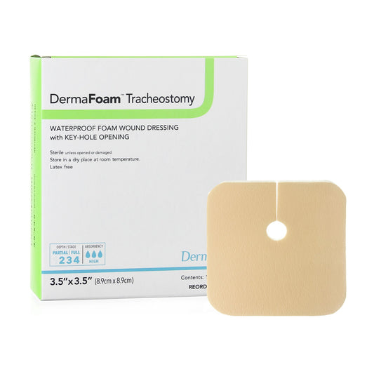 DermaFoam Tracheostomy Nonadhesive without Border Foam Dressing, 3.5 x 3.5 Inch