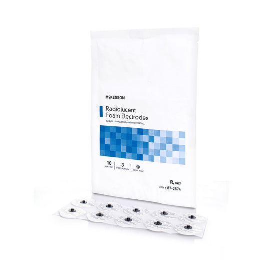 ECG Monitoring Electrode McKesson Snap Connector Conductive Adhesive Gel Tape Backing Adult Radiolucent 30 per Pack