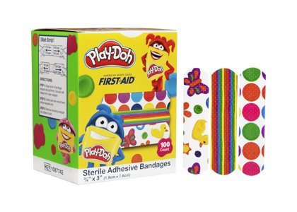American White Cross Kid Design (Play Doh) Adhesive Strip, 3/4 x 3 Inch